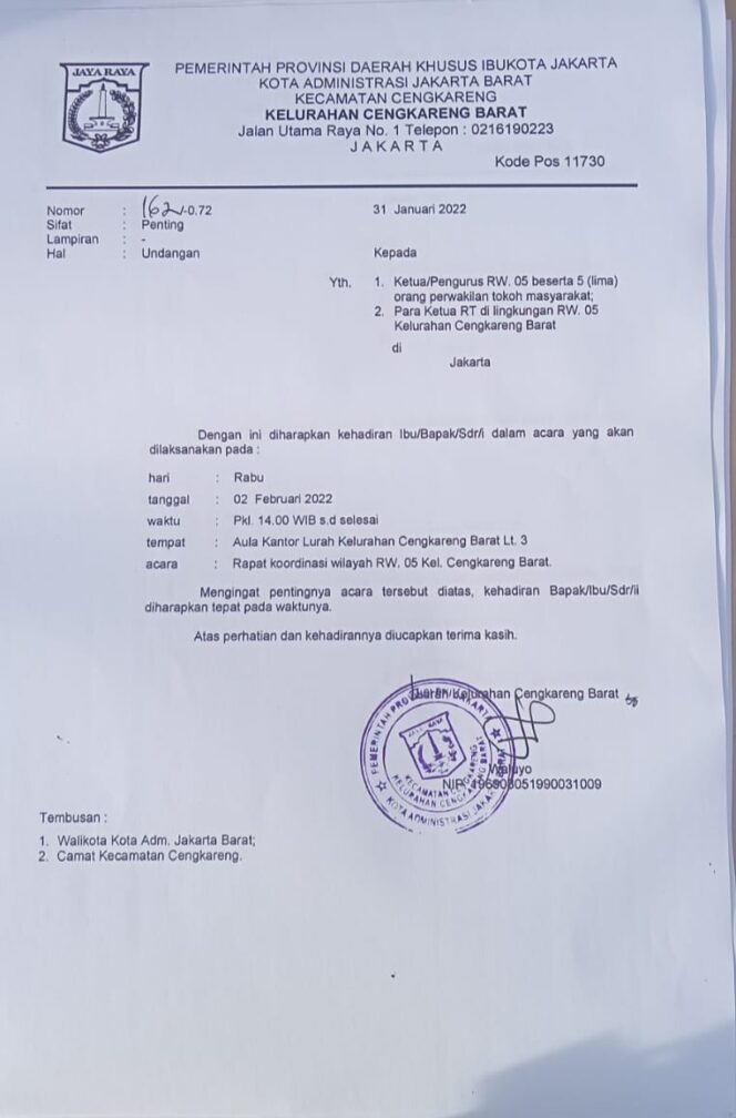 
 Permasalahan di RW 05 Cengkareng Barat, Jakbar Membingungkan Warganya Sendiri
