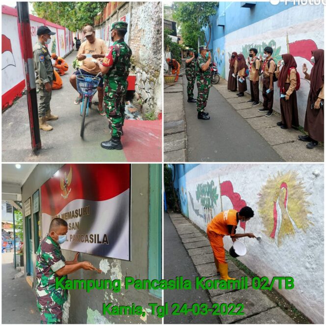 
 Ciptakan Kampung Pancasila Rapi dan Indah, Babinsa Koramil 02/TB Laksanakan Pengecatan