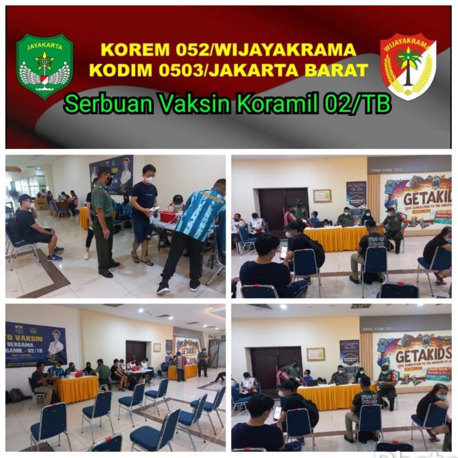 
 Danramil 02/TB Pantau Kegiatan Serbuan Vaksinasi TNI Kodim 0503/JB di Wilayah Binaan