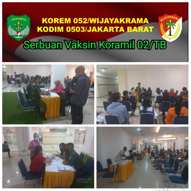 
 Danramil 02/TB Kapten Inf Arja Suarja Pantau Kegiatan Serbuan Vaksinasi TNI di Mall Season City