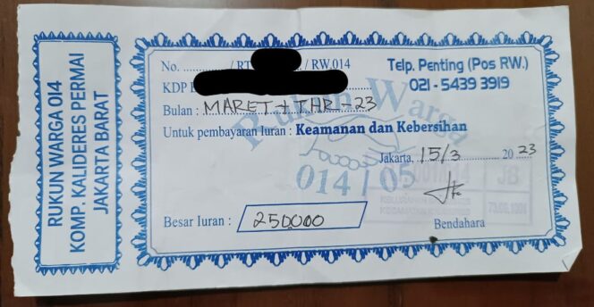 
 Pengurus RW 014 Perumahan Kalideres Diduga Pungut THR Lebaran dari Warga