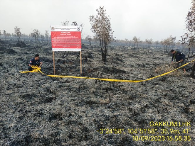 
 Gakkum LHK Segel Beberapa Lokasi Karhutla di Sumatera Selatan
