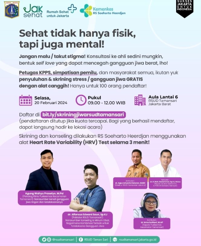 
 dr. Agus Ariyanto Haryoso, MARS Direktur RSUD Tamansari Sehat Tidak Hanya Fisik, Tapi Juga Mental