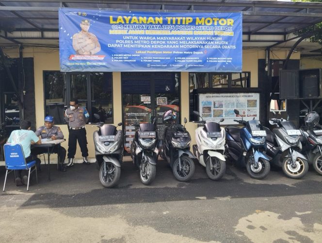 
 Polres Metro Depok Dan Polsek Jajaran Sediakan Layanan Titip Motor Gratis Untuk Pemudik