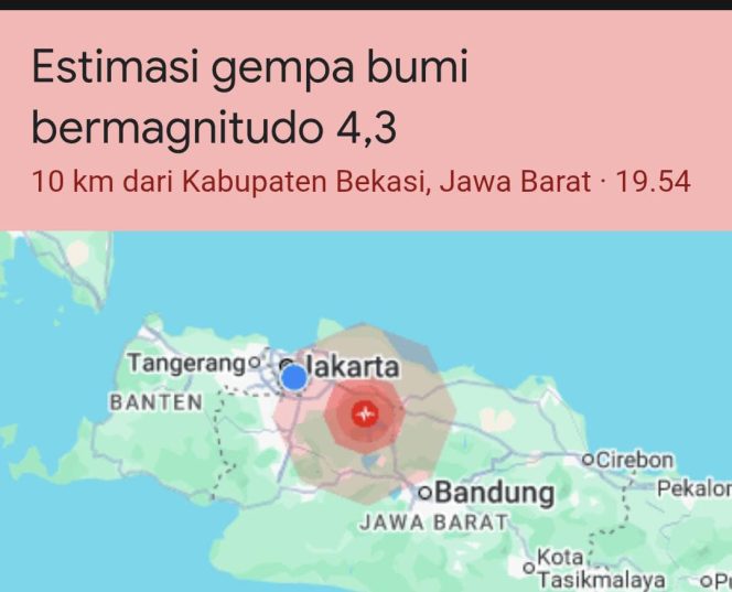 
 Gempa M4,9 Guncang Bekasi, Warga Jabodetabek Panik Berhamburan